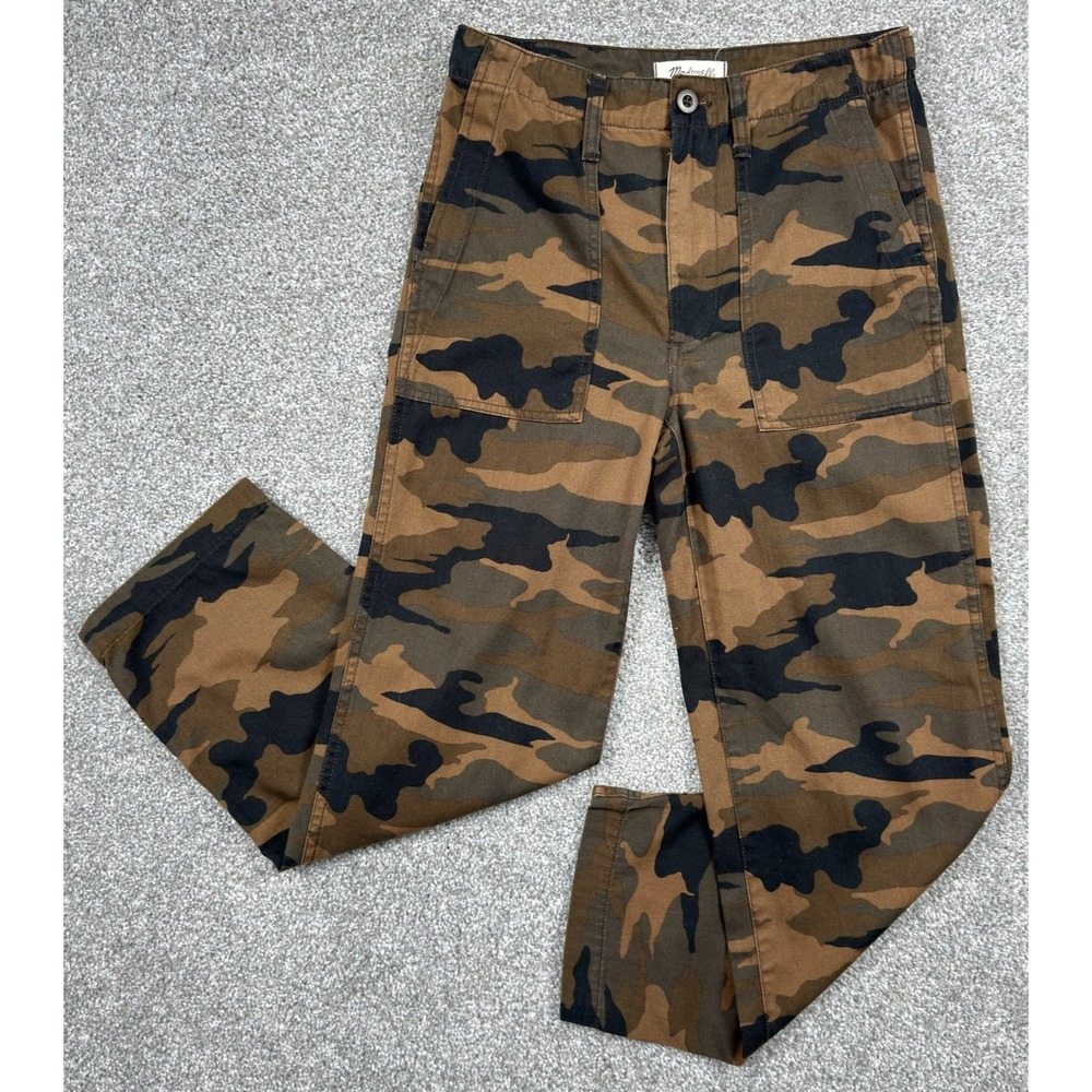 Madewell Womens 25 Camo Fatigue Pants 28x26 Cotton Utility Military Straight